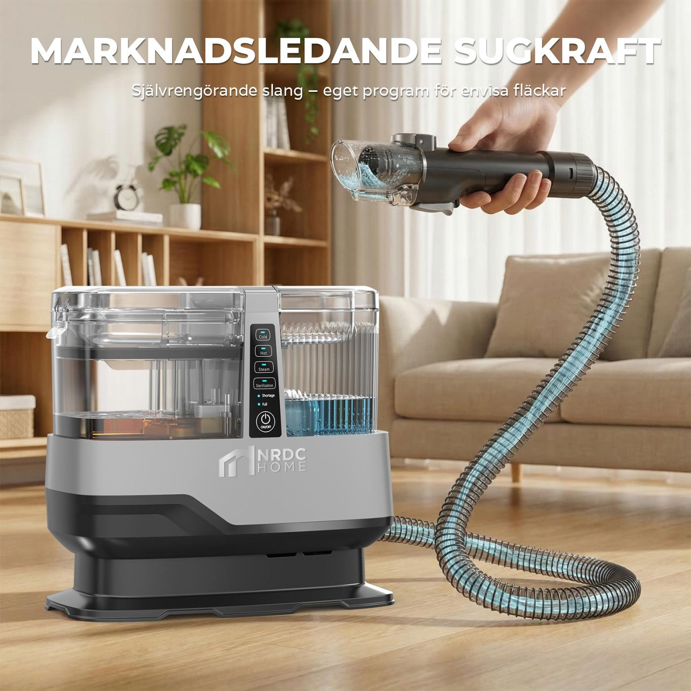 NRDC Home 4-i-1 Textilrengörare med ånga – soffa, mattor och möbler