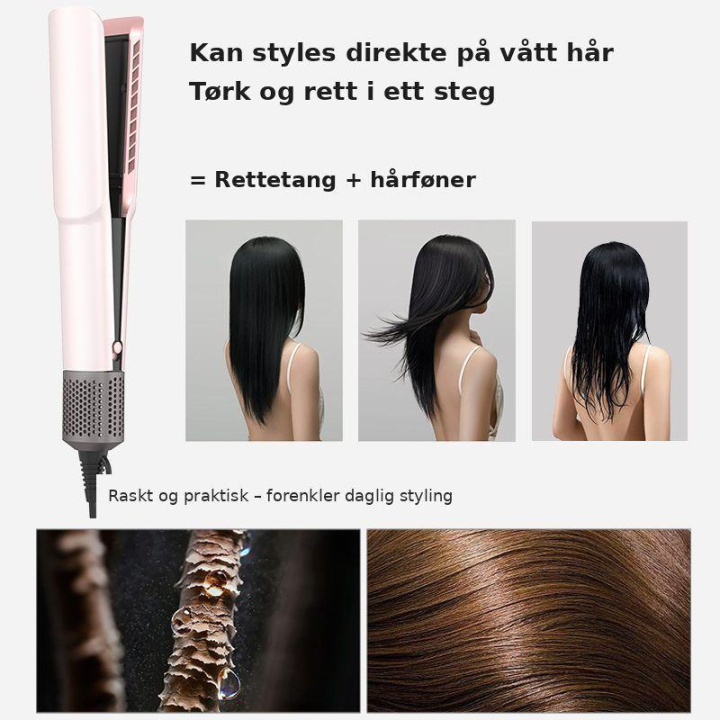 Kan stylas direkt i vått hår – torka och platta i ett steg